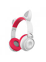 Уцінка! Навушники ZW-028 Bluetooth з котячими вушками складані Cat Ear з LED підсвічуванням Червоні (Сліди клею)