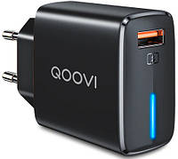 Сетевое зарядное устройство QOOVI 18W USB Charger Black ( GC08 )