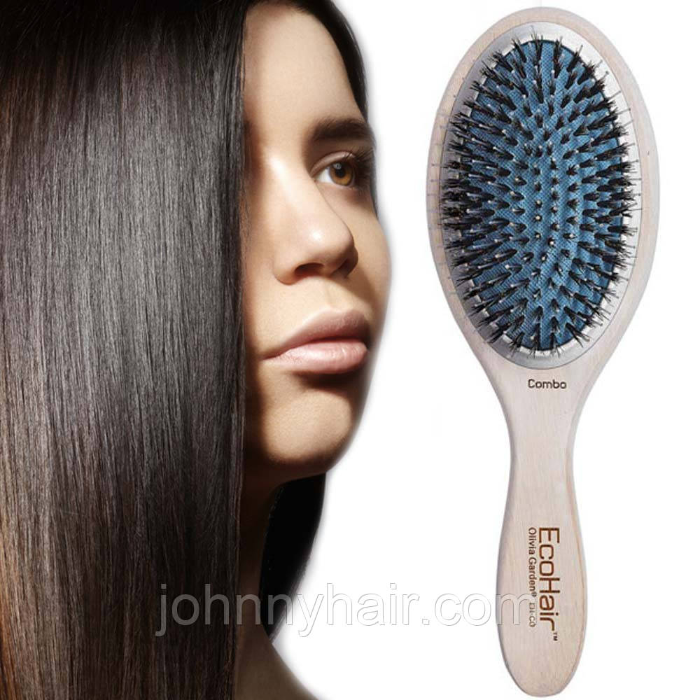 Щітка для волосся бамбукова з комбінованою щетиною Olivia Garden EcoHair Combo