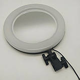 Лампа кільцева 26см із дзеркалом Ra:95 LED селфі кільце з USB та пультом на шнурі світлодіодна, фото 4