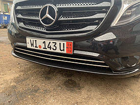 Mercedes Vito 2014 Накладки на решітку бампера (вантажний) хром AUC Захисні (хром) накладки на бампер Мерседес