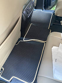 Toyota Sequoia Поліуретанові килимки 3 ряди (EVA, чорні) Середній ряд — підлокітник AUC Гумові килимки