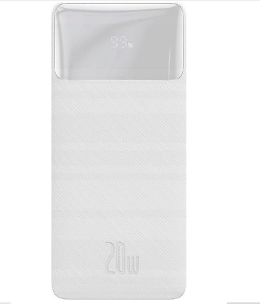 Зовнішній акумулятор Power Bank Baseus Bipow 30000mAh, 2xUSB, USB-C, 20W білий, фото 1