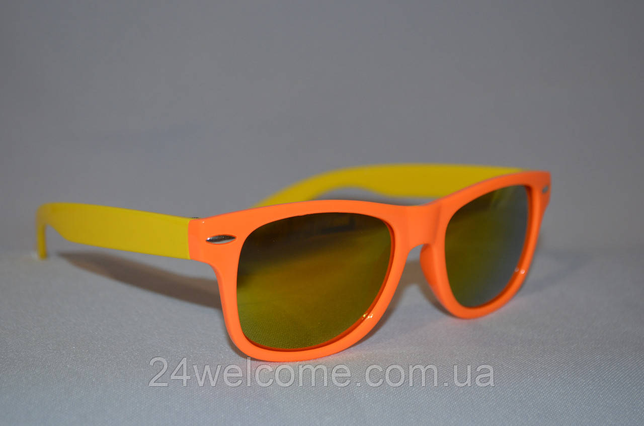 Солнцезащитные очки детские Wayfarer бензин желто-оранжевый - фото 1 - id-p286004746