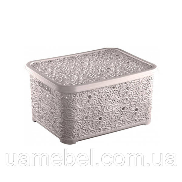 Кошик Ажурний з кришкою 374 Elif 6 л Пудра