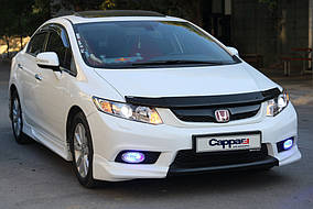 Дефлектор капота (EuroCap) Honda Civic Sedan IX 2012-2016 AUC Дефлектор на капот (Мухобійка) Хонда Цивік Седан