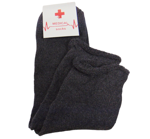 Теплі чоловічі шкарпетки без гумки з махрою Medical 41-45 сірі, фото 1