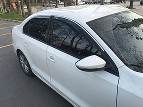 Вітровики з хром смужкою (4 шт., Niken) Volkswagen Jetta 2011-2018 рр. AUC Дефлектори вікон (вітровики)