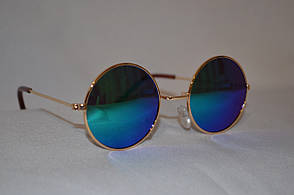 Сонцезахисні окуляри дитячі круглі Хамелеон синьо-зелений