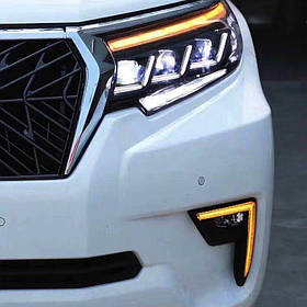 Передня оптика Lexus-design-3-LED (2017+, 2 шт) Toyota Land Cruiser Prado 150 AUC Передні фари Тойота Ленд