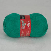 Пряжа полушерстяная "Лидия" для вязания спицами и крючком цвет - зелен.бирюза