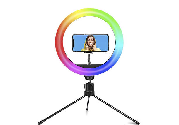Кільцева LED RGB лампа від USB з триногою, Power Bank (Повербанк) 25 Вт, фото 2
