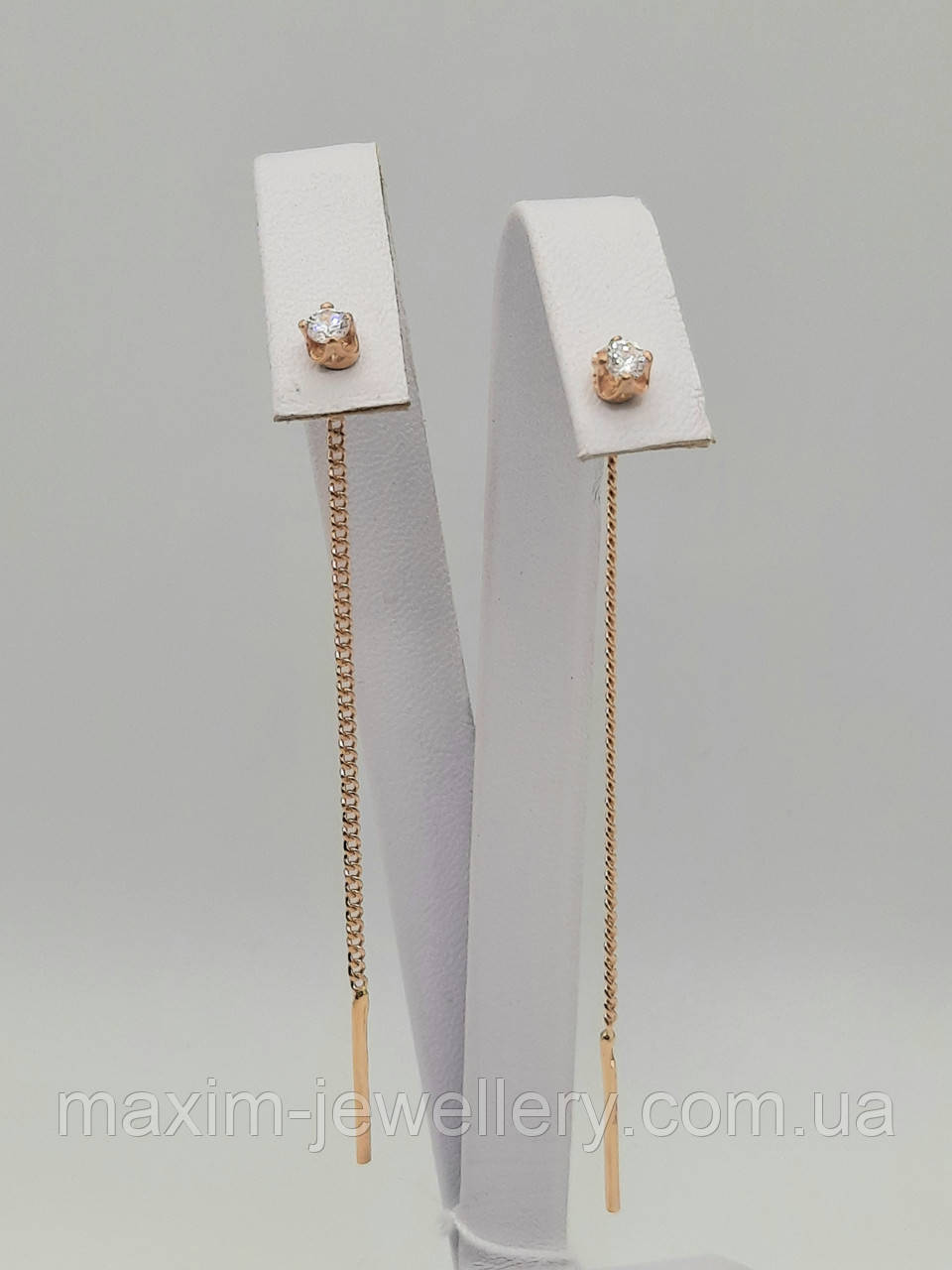 Сережки - протяжки в червоному золоті, фото 1