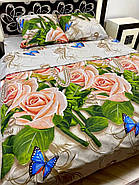 Постільна білизна Королева Ночі (Бязь) | Полуторний комплект | 50х70 | Троянди з метеликами та перлами, фото 2