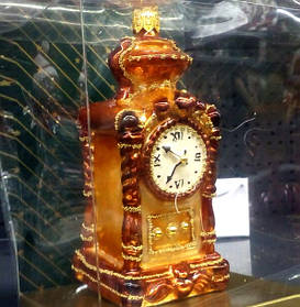 Стеклянная елочная игрушка Часы старинные Irena