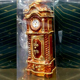 Стеклянная елочная игрушка Часы старинные Irena