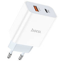 Мережевий зарядний пристрій HOCO C97A PD20W+QC3.0 charger 1PD/1USB/20W/PD/QC3.0/3A Білий Швидка зарядка