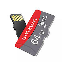 Карта памяти AMZWN 64GB microSD Class 10 микро сд 64 гб High Speed