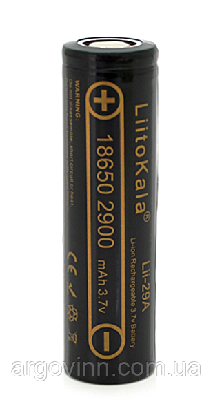 Акумулятор 18650 Li-Ion LiitoKala Lii-29A, 2900mAh (2850-2950mAh), 3.7V (2.75-4.2V), Black, PVC BOX Q2