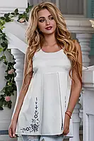 Модная летняя туника блузка из летнего коттона с вышивкой 44-50 размера 42