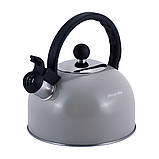 Чайник Kamille Сірий 2.5 л з нержавіючої сталі зі свистком KM-0679A, фото 9