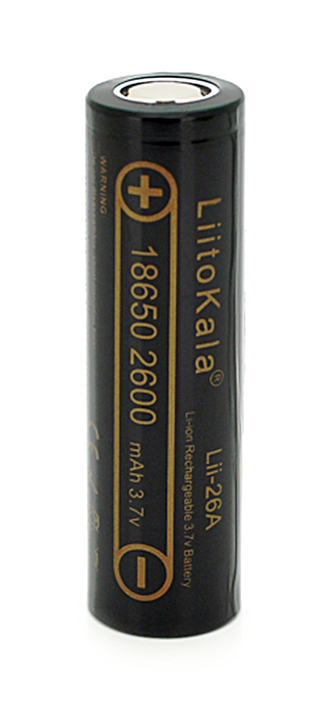 Акумулятор 18650 Li-Ion LiitoKala Lii-26A, 2600mAh (2450-2650mAh), 3.7V (2.75-4.2V), Black, PVC BOX Q2