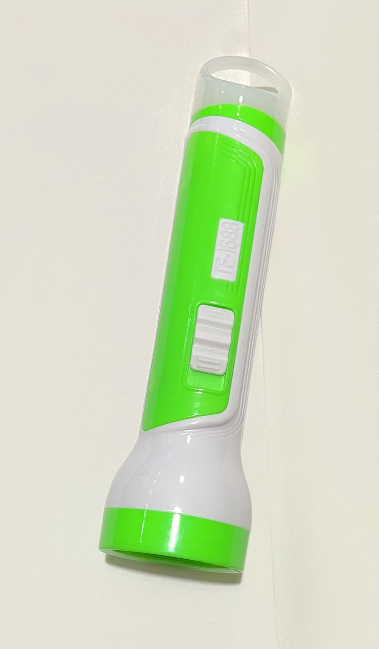 Фонарь ручной на батарейки 1R6 1688 пластмассовый 15 см  Зеленый