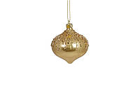 Золотое пластиковое украшение с декором из глиттера 8 см