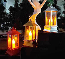 Декоративний ліхтар новорічний 17 см Ліхтарик із підсвіткою на батарейках підвісний Чорний, фото 2