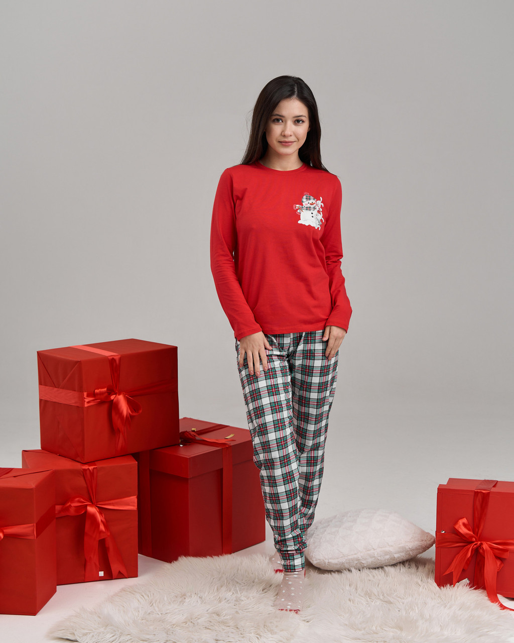 Парні  піжами Сніговик для всієї родини family Lock - жіноча