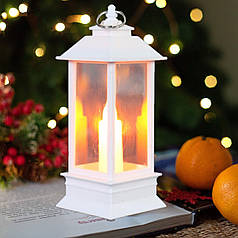Декоративний ліхтар новорічний 17 см Ліхтарик із підсвіткою на батарейках підвісний Білий