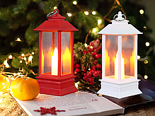 Декоративний ліхтар новорічний 17 см Ліхтарик із підсвіткою на батарейках підвісний Білий, фото 3