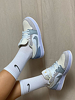 Женские кроссовки Nike Air Jordan 1 Low White Grey низкие Jordan белые