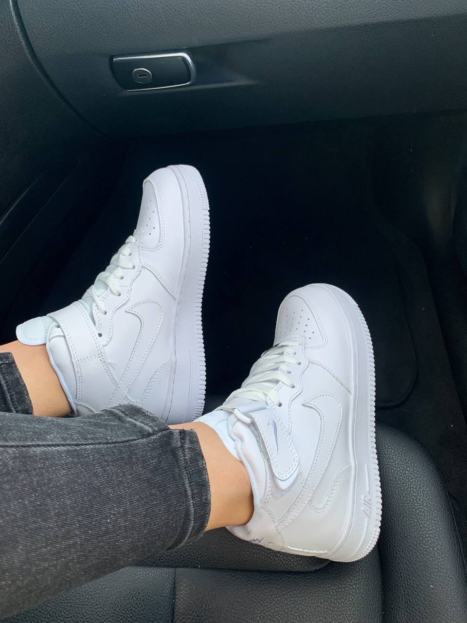 Женские кроссовки Nike Air Force 1 high mid white / Найк Аир Форс высокие белые + ПОДАРОК - фото 5 - id-p1722900476