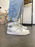 Кроссовки Nike Air Jordan 1 Retro mid Grey Camo / Найк Аир Джордан Ретро Серые.Живые фото