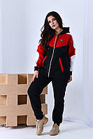 Женский теплый спортивный костюм 2-ка на флисе в большом размере. Кофта худи + штаны Р-52-66