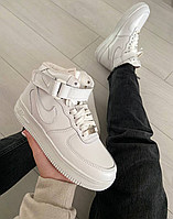 Зимние женские кроссовки с мехом Nike Air Force 1 high mid white / Найк Аир Форс высокие белые