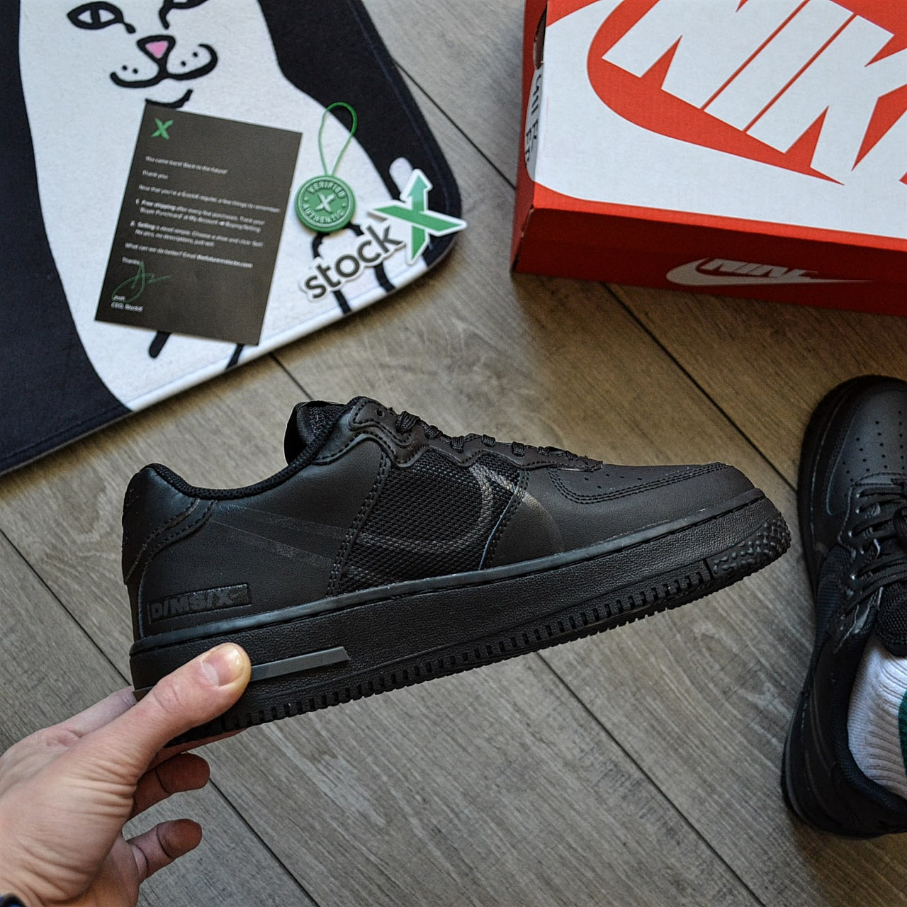 Мужские кроссовки Nike Air Force React black / Найк аир форс реакт черные .Натуральная кожа - фото 3 - id-p1722900543