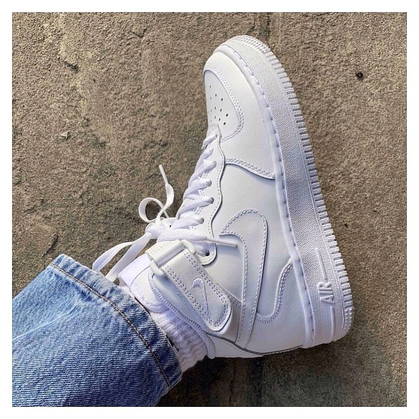 Жіночі кросівки Nike Air Force 1 high mid white / Найк Аір Форс високі білі. Натуральна шкіра