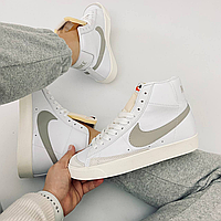 Кроссовки Nike Blazer mid 77 vintage white beige / Найк блейзер мид винтаж. Живые фото