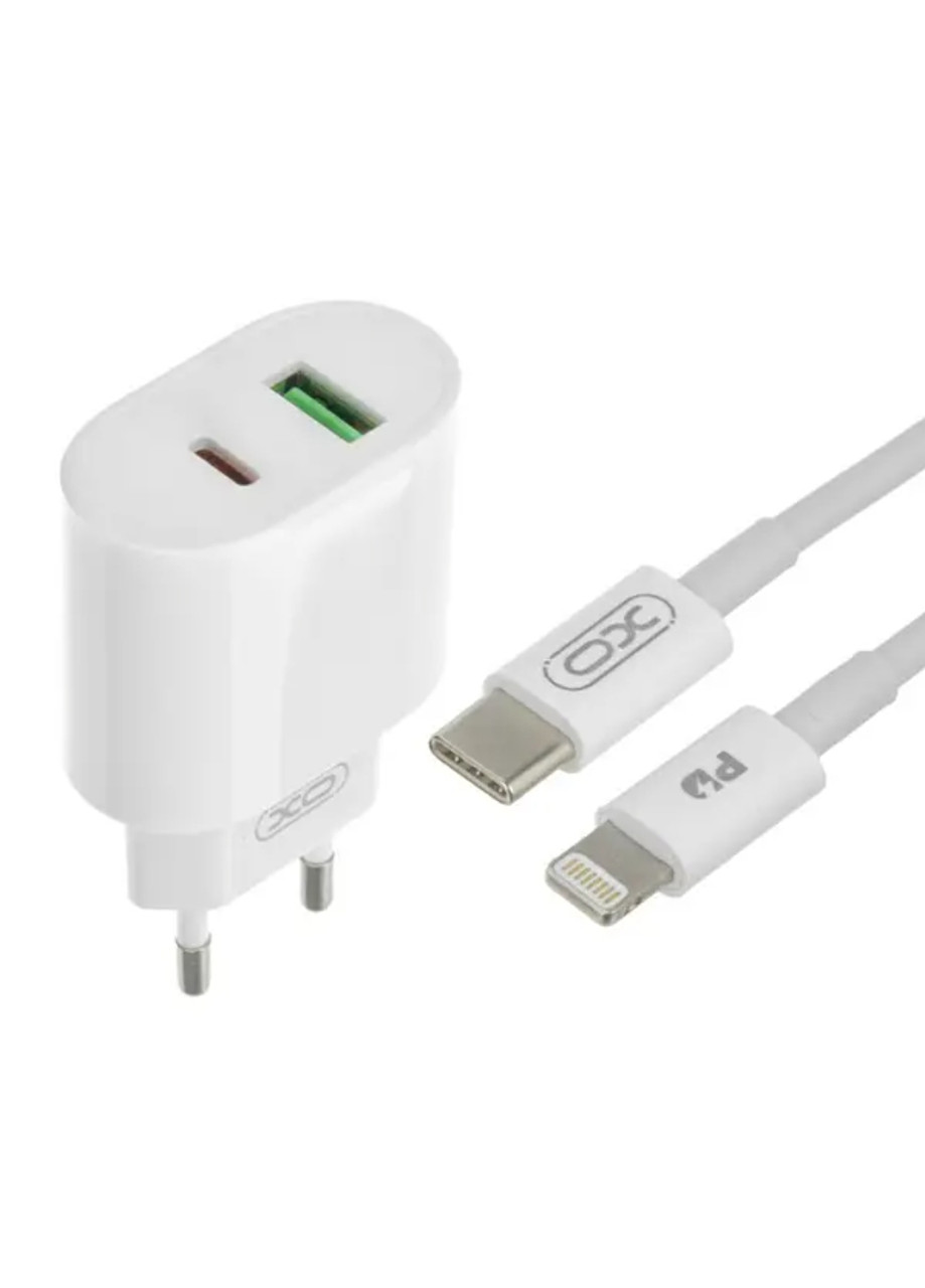 Блок живлення XO-L81A з кабелем Type C - Lightning (Iphone) швидка зарядка QC 3.0 USB 18W + Type C (PD 20W)