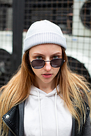 Шапка Біні з відворотом Біла Унісекс