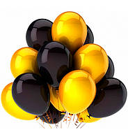 Воздушные шары "Set" набор - 14 шт., Италия, Ø - 28 см., цвет - золото с черным (металлик)