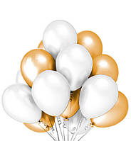 Воздушные шары "Set" набор - 14 шт., Италия, Ø - 28 см., цвет - золото с белым (металлик)
