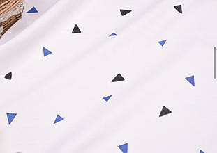 Сатин (бавовняна тканина) трикутники сині та чорні