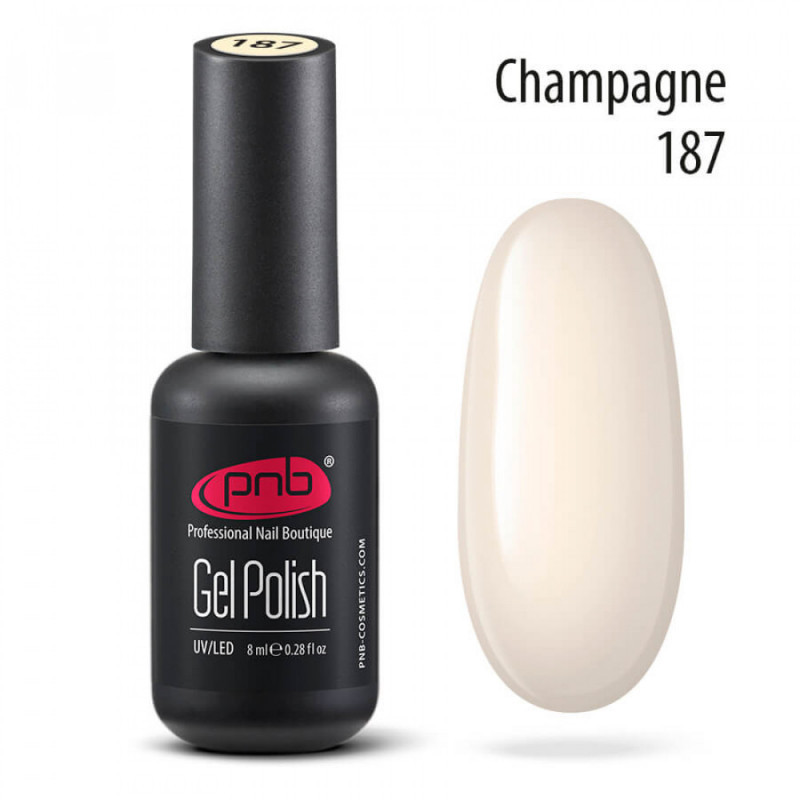 Гель-лак PNB 187 Champagne (молочно-ванільний, емаль), 8 мл, фото 1