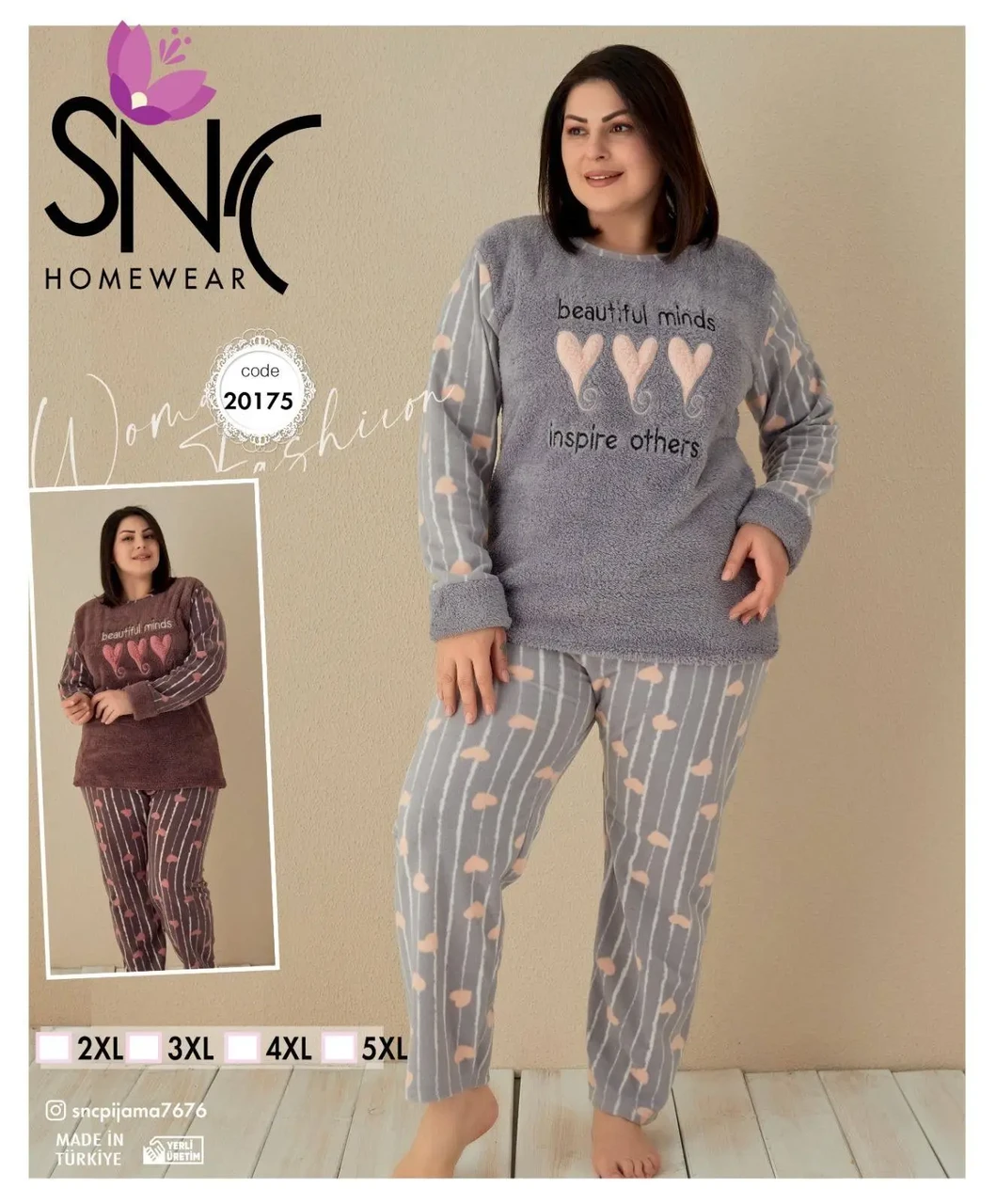 Тепла жіноча піжама фліс + махра великого розміру (батал) 52-60