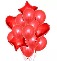 Воздушные шары "Mix", набор 14 шт., цвет - красный (металлик)