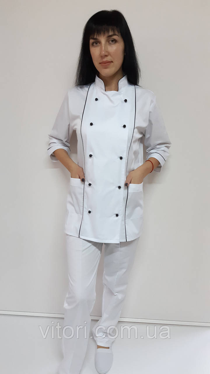 Жіночий костюм для кухаря Гранд котон на пуклях три чверті рукав