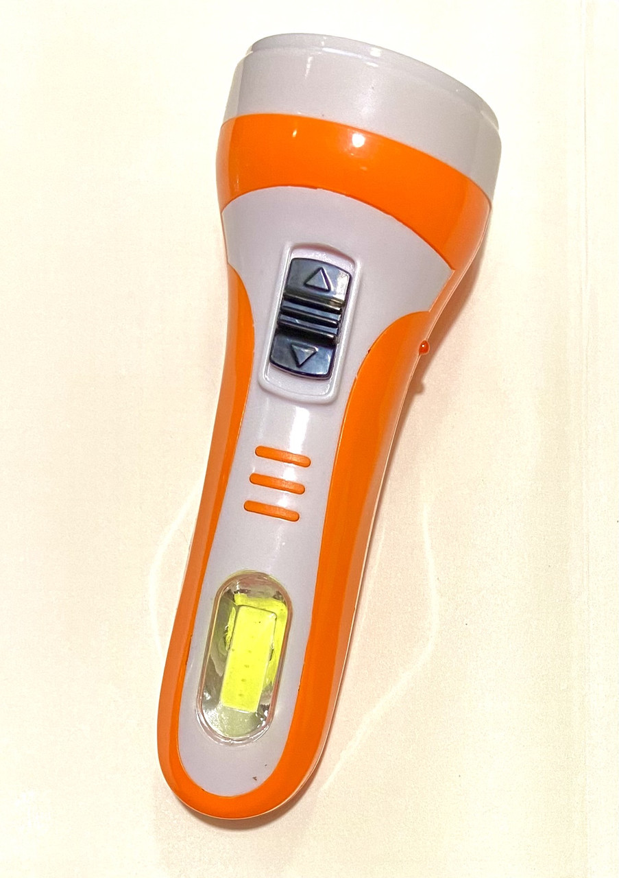 Ліхтар ручний акумуляторний світлодіодний 683 з боковим підсвічуванням COB Білий із помаранчевим